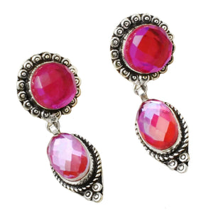 Handmade Aqua Pink Mystic Fire Topaz Gemstone .925 Sterling Silver Stud Earrings