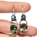 Handmade Green Amethyst Mixed Shape Gemstone .925 Sterling Silver Earrings