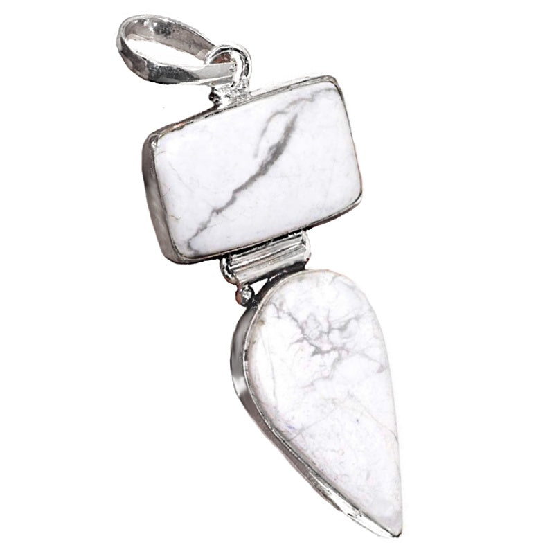 Natural Howlite Mixed Shapes Gemstone .925 Sterling Silver Pendant