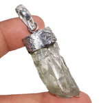 Handmade Natural Capped Rough Green Amethyst Gemstone 925 Sterling Silver Pendant