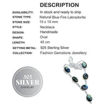 Natural Labradorite Oval Gemstone 925 Sterling Silver Necklace