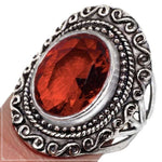 Fire Red Garnet Solid .925 Silver Ring Size US 7.5 - BELLADONNA