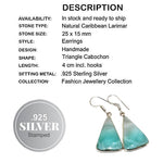 Natural Larimar Gemstone .925 Silver Earrings