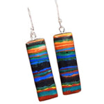 Vibrant Rainbow Calsilica Solid. 925 Sterling Silver Earrings and Pendant Set