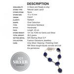 Natural Lapis Lazuli Oval Gemstones .925 Sterling Silver Necklace