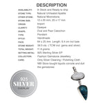 Natural Blue Green Mixed Shapes Apatite and Moonstone Gemstone .925 Sterling Silver Pendant