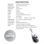 Natural Dendritic Opal Pear Gemstone .925 Sterling Silver Pendant