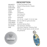 Natural Blue K2 Azurite In Quartz Gemstone  Solid .925 Silver Fine Pendant