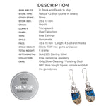 Natural K2 Granite with Blue Azurite Gemstone Solid .925 Silver Fine Earrings