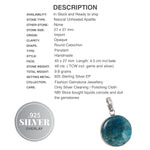 Natural Blue Green Apatite Round Gemstone .925 Sterling Silver Pendant