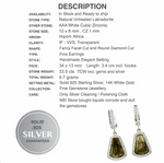 Rare Deluxe Natural Unheated Labradorite AAA White CZ Solid .925 Silver 14K White Gold Earrings