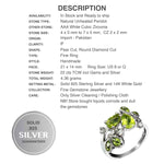 Deluxe Pear Cut Natural Peridot and White Cubic Zirconia Solid .925 Sterling Silver Size 8 or Q - BELLADONNA