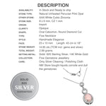 Natural Peruvian Pink Opal Solid .925 Sterling Silver, 14k White Gold Necklace - BELLADONNA
