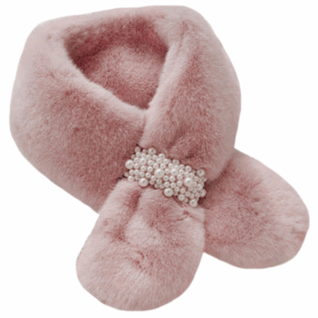 Elegant Plush Ultra Soft and Warm Winter Scarf with Pearl Strap in Stunning Colours - BELLADONNA