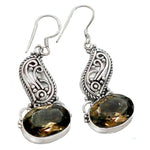 Indonesian -Bali Natural Smoky Topaz in.925 Solid Sterling Silver Earrings