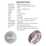 58 Natural Unheated Round Rhodolite Garnet Gemstones in Solid .925 Silver Eternity Ring Size 7 or O