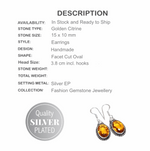 Antique Style Faceted Sunny Citrine Ovals Silver Plated Earrings - BELLADONNA