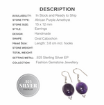 African Purple Amethyst Dangle .925 Silver Earrings - BELLADONNA
