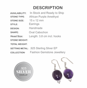 African Purple Amethyst Dangle .925 Silver Earrings - BELLADONNA