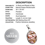 Natural Copper Rhodochrosite Gemstone .925 Sterling Silver Pendant