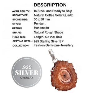 Natural Solar Quartz Gemstone .925 Silver Pendant