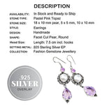 Faceted Pastel Pink Topaz, River Pearl Gemstone .925 Silver Earrings