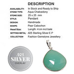 Handmade Faceted Green Chalcedony Pear Shape Gemstone .925 Silver Pendant