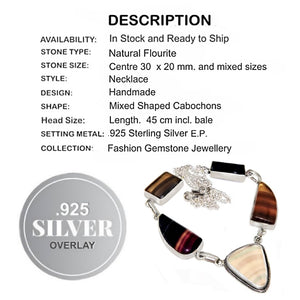 Rare Find Natural Fluorite Gemstone .925 Sterling Silver Necklace