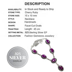 Natural Indian Cherry Ruby Necklace Set In .925 Sterling Silver