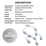 Luminescent Dichroic Glass .925 Silver  Hallmarked Necklace and Earrings Set