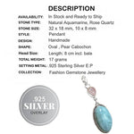 Handmade Natural Aquamarine, Rose Quartz Gemstone .925 Sterling Silver Pendant