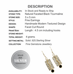 Two Tone Black Tourmaline Gemstone Solid .925 Sterling Silver Earrings - BELLADONNA