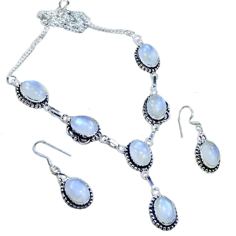 Luminescent Dichroic Glass .925 Silver  Hallmarked Necklace and Earrings Set