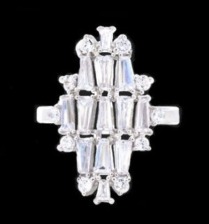 24.25 Cts Natural White Cubic Zirconia Solid.925 Silver Ring Size 8