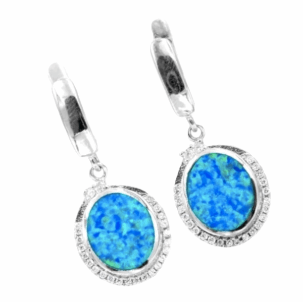 Australian Blue Fire Opal Solid .925 Sterling Silver Earrings - BELLADONNA