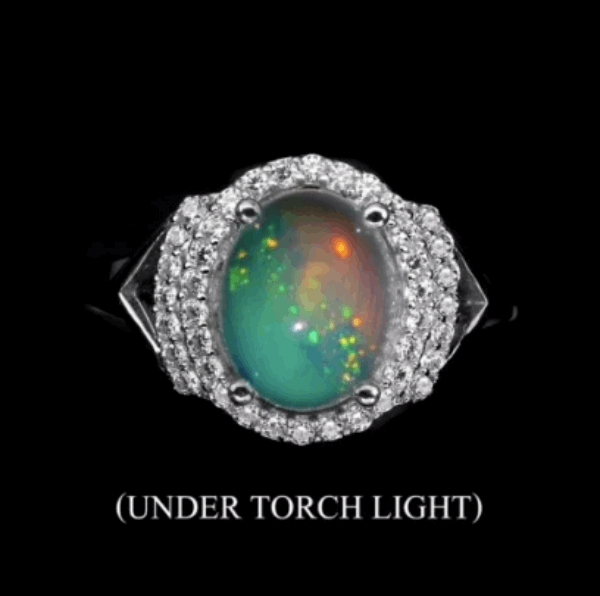 17.07 Cts Ethiopian Fire Opal Cz Gemstone Solid .925 Sterling Ring Size 9 - BELLADONNA