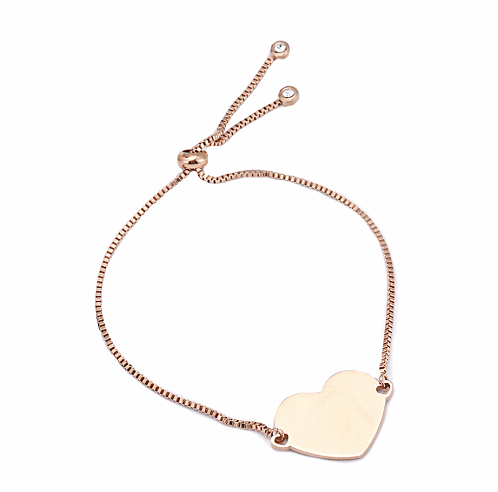 Customize your Stainless Steel , Gold Rose Gold  Heart Charm Bracelet with a Photo and/or Text - BELLADONNA