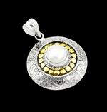 5.53 Ct Natural White Pearl Solid .925 Sterling Silver 14K Gold Pendant - BELLADONNA