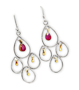 Exotic Two Toner Ruby Gemstone Solid .925 Sterling Silver Earrings