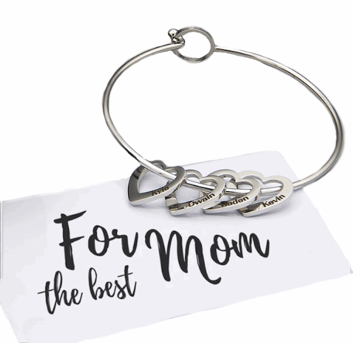 Love Bangle for Mom with Heart Shape Charms - BELLADONNA