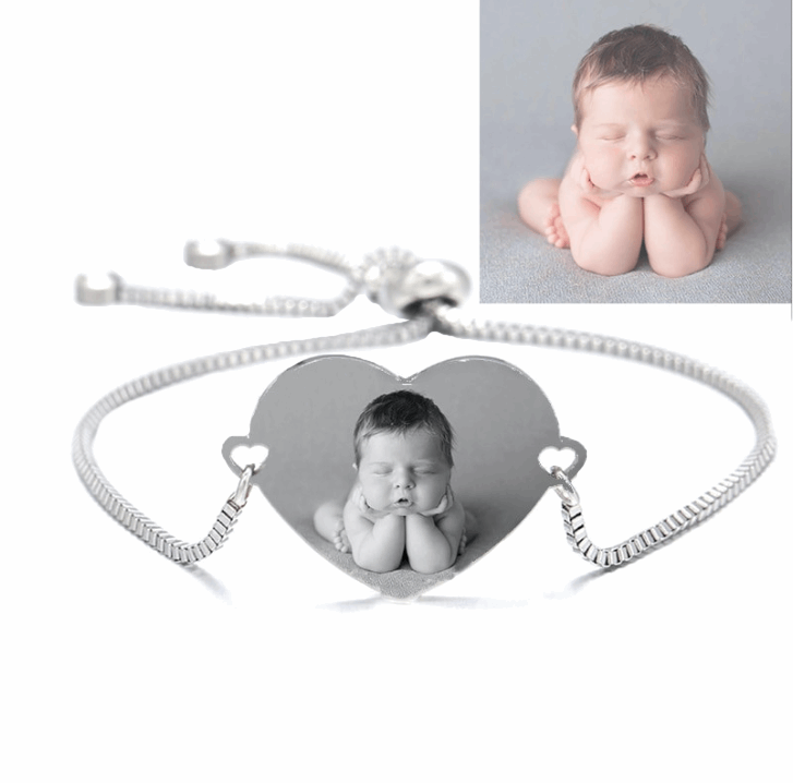 Customize your Stainless Steel , Gold Rose Gold  Heart Charm Bracelet with a Photo and/or Text - BELLADONNA
