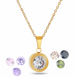 Eight Interchangeable Diamond Cut Sapphires Set in Titanium Steel , 14K Gold Necklace - BELLADONNA