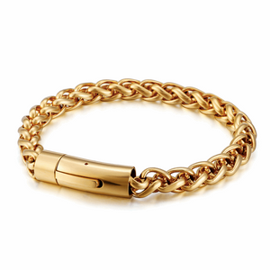 Men's Gold Titanium Steel Bracelet With Fancy Clasp - BELLADONNA