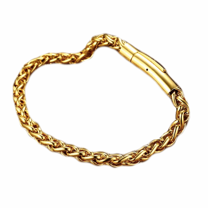 Men's Gold Titanium Steel Bracelet With Fancy Clasp - BELLADONNA