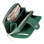 Ladies Practical Zipper 20% off Purse in Emerald Green, Black and Pink - BELLADONNA