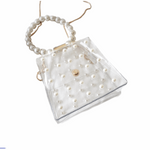 Ladies Transparent or Polka Dot Pearl Embellished Handle Shoulder Bag - BELLADONNA