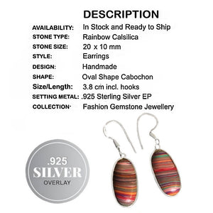 Handmade Rainbow Calsilica. 925 Silver Earrings