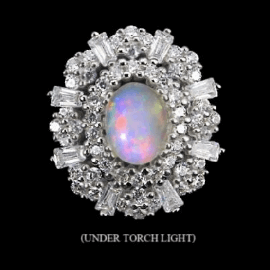 24.46 Cts Ethiopian White Fire Opal Cz Gemstone Solid .925 Sterling Ring Size 7 - BELLADONNA