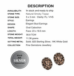 Natural 5X3 mm Oval Cab Cut Smoky Quartz .925 Sterling Silver Earrings - BELLADONNA
