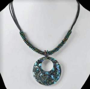 Stunning Feature Piece Abalone With Complimenting Beadwork Necklace - BELLADONNA